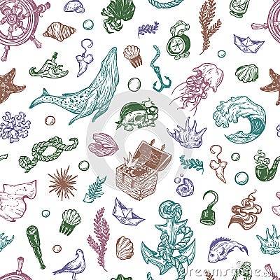 Nautical collection. Pattern. Vector Illustration