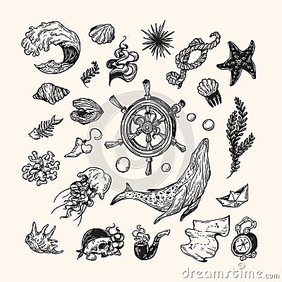 Nautical collection. Set. Vector Illustration