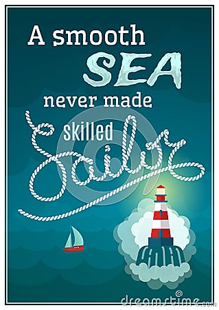 Nautical Colored Poster Vector Illustration