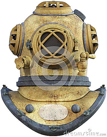 Nautical Deep Diving Helmet Isolated Stock Photo