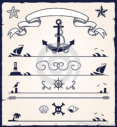 Nautical design elements Vector Illustration