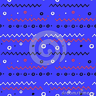 Nautical doodle pattern with abstract geometric shapes. Seamless pattern in nautical colors. Stock Photo