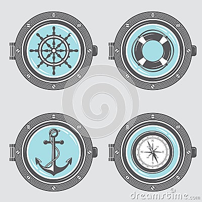 Nautical elements collection Vector Illustration