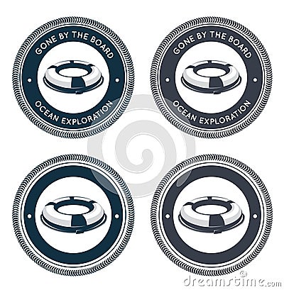Nautical emblem with life ring Vector Illustration