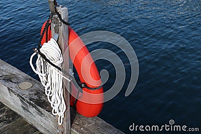 Nautical Equpment With Rope and Lifesaver Stock Photo