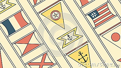 Nautical flags pattern, maritime and signal symbols vector design Generative AI Vector Illustration