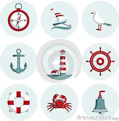 Nautical icons Vector Illustration