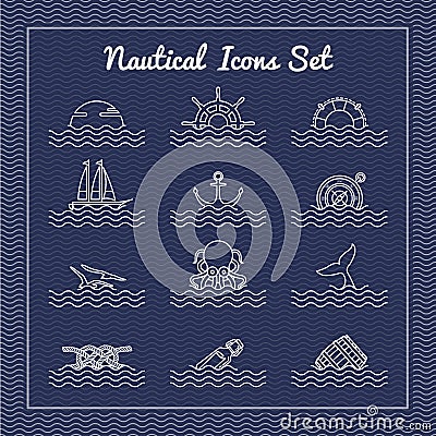 Nautical icons set Vector Illustration