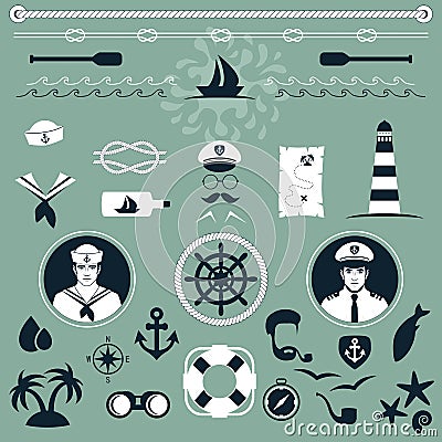 Nautical icons, Vector Illustration