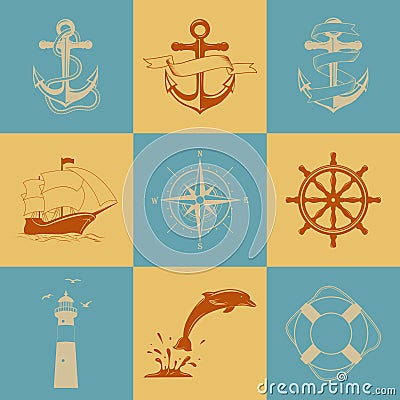 Nautical icons Vector Illustration