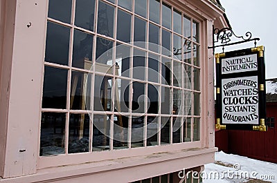 Nautical Instruments shop in Mystic Seaport, Connecticut, USA Editorial Stock Photo