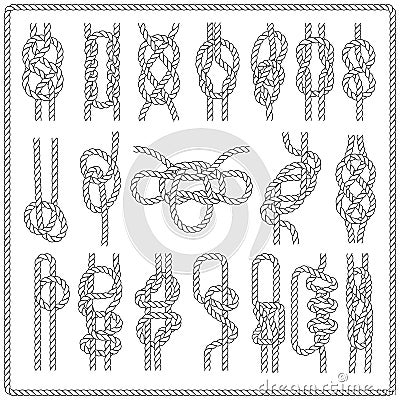 Nautical knot. Marine rope borders with knots, navy tying frames vector Vector Illustration