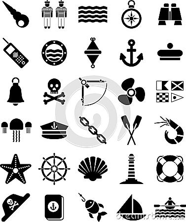 Nautical and marine icons Vector Illustration