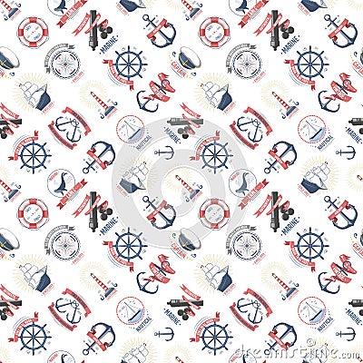 Nautical marine sea anchor design graphics vector seamless pattern background Vector Illustration