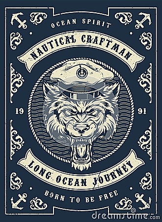 Nautical and marine vintage template Vector Illustration