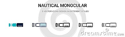 Nautical monocular icon in filled, thin line, outline and stroke style. Vector illustration of two colored and black nautical Vector Illustration