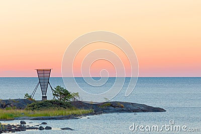 Nautical navigation mark / seamark and islets in the archipelago Stock Photo