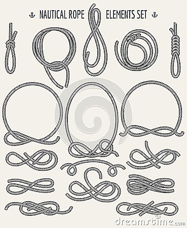 Nautical Rope Elements Set Vector Illustration