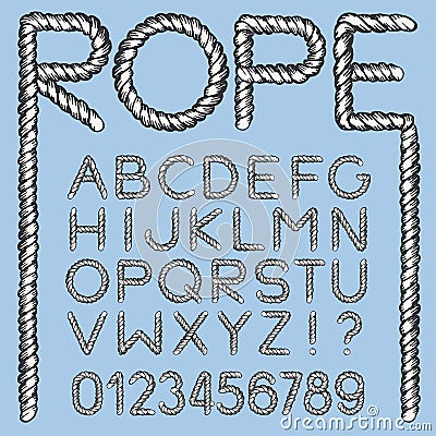 Nautical Rope Font Vector Illustration