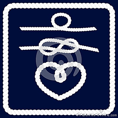 Nautical rope frame vector set. Vector Illustration