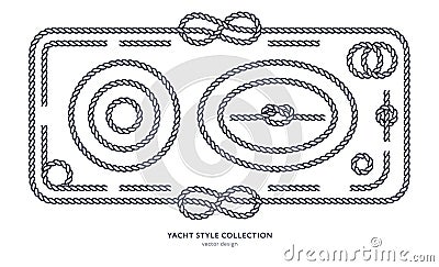 Nautical rope knots and frames Vector Illustration