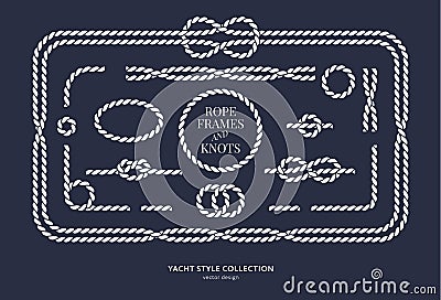 Nautical rope knots and frames Vector Illustration