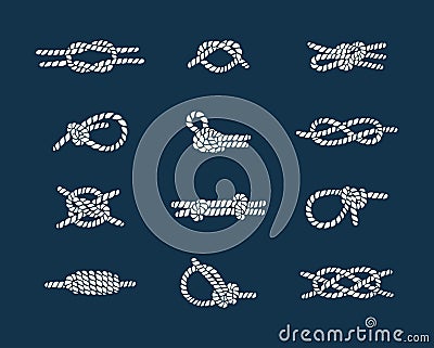 Nautical rope knots set Vector Illustration