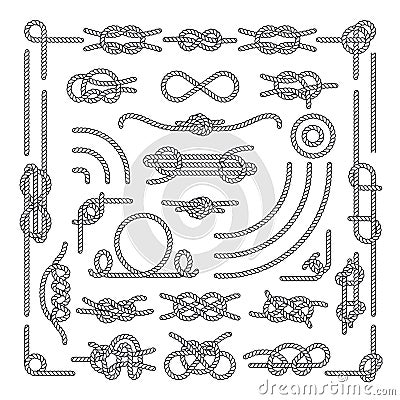 Nautical rope knots vector decorative vintage elements Vector Illustration