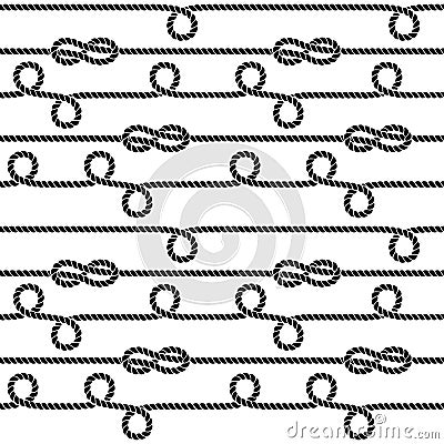 Nautical ropes and knots vector seamless pattern Vector Illustration