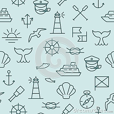 Nautical seamless pattern Vector Illustration