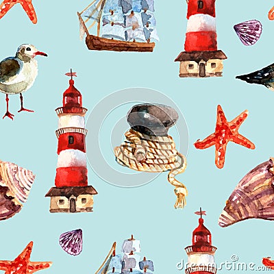 Nautical Seamless Pattern Vector Illustration