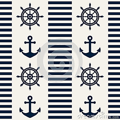 Nautical seamless pattern. Vector illustration. Vector Illustration