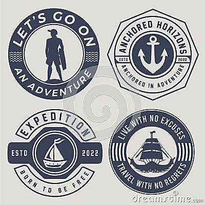 Nautical ship anchor and vintage aqualung icons. Vector Illustration