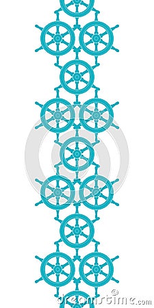 Nautical ship wheels abstract blue vertical seamless pattern background Vector Illustration