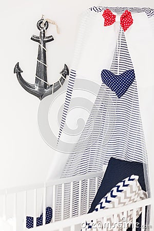 Nautical style baby cot Stock Photo