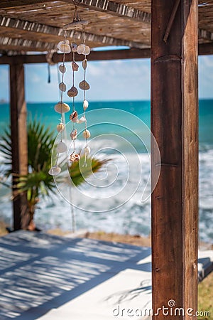 Nautical style hanging seashells decoration Stock Photo
