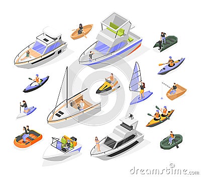 Nautical Vessels Set Vector Illustration