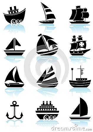 Nautical web buttons - black and white Vector Illustration