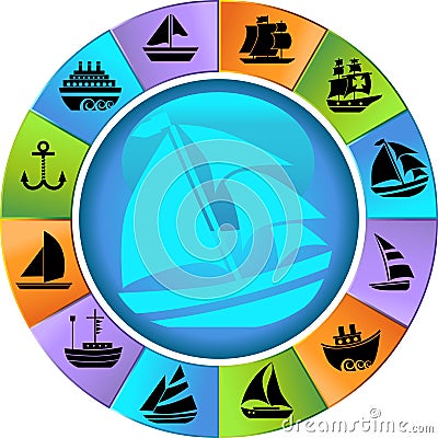 Nautical web buttons - wheel Vector Illustration