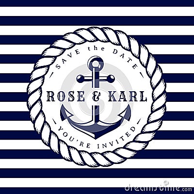 Nautical wedding invitations. Vector Illustration