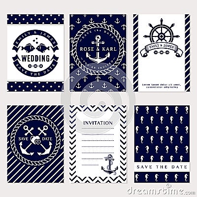 Nautical wedding invitations Vector Illustration