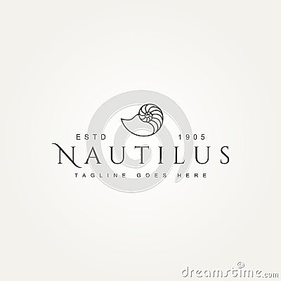 Nautilus minimalist line art badge logo design Vector Illustration