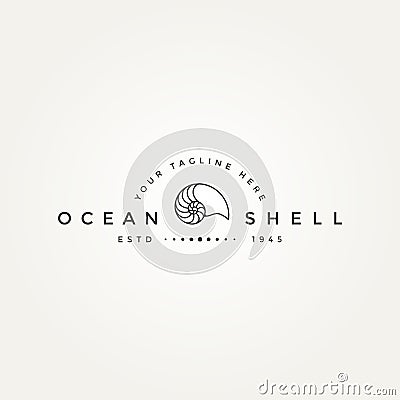 Nautilus ocean minimalist line art badge logo Vector Illustration