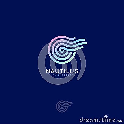 Nautilus Spa logo. Decorative element like Nautilus spiral shell. Vector Illustration