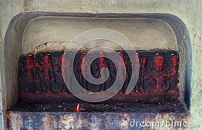 Nava grahas in a temple India Stock Photo