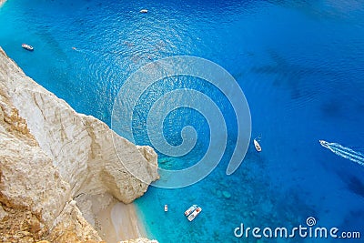 Navagio bay and Ship Wreck beach in summer. The most famous natural landmark of Zakynthos, Greece Stock Photo