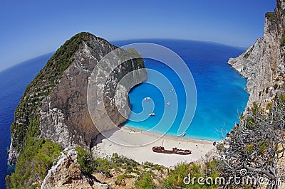 Navagio Beach - Zakynthos Island, landmark attraction in Greece. Summer landscape. Ionian Sea. Seascape Stock Photo