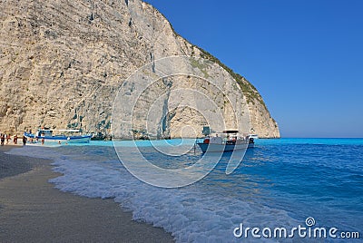 Navagio beach with a shipwreck on Zakynthos, Greece Editorial Stock Photo