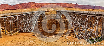 The Navajo Bridges Cross Over The Colorado River Stock Photo