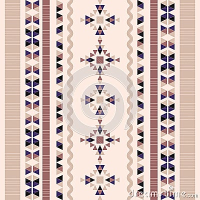 Navajo mosaic rug with traditional folk geometric pattern. Stripes. Native American Indian blanket. Aztec elements. Seamless patte Cartoon Illustration